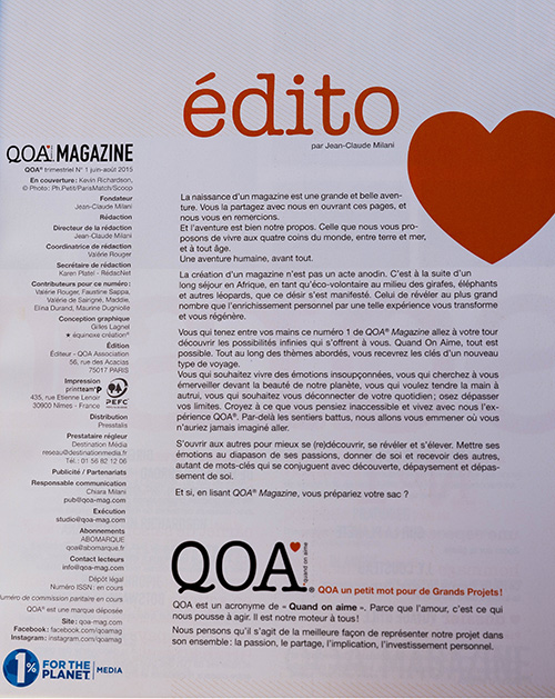 QOA Magazine édito numéro juin 2015